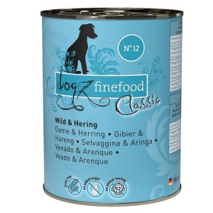 Dogz Finefood Classic N.12 Dziczyzna i śledź puszka 400g