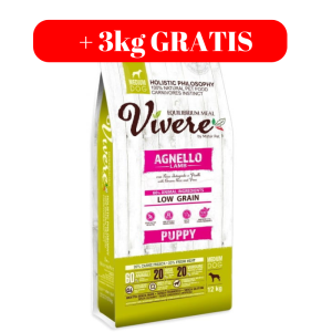 Vivere Medium Puppy Lamb 12+3kg Monobiałkowa karma dla szczeniąt z jagnięciną