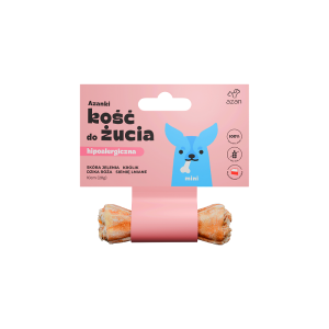 Kość do żucia MINI ze skóry jelenia z królikiem, dziką różą i siemieniem lnianym 10cm