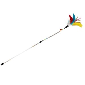 Wędka z piórkiem i grzechotką na sprężynie 42cm